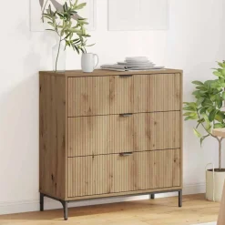 vidaXL Sideboard Artisan Egetræ 79,5 x 33 x 82 cm Konstrueret træ