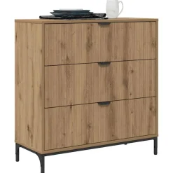 vidaXL Sideboard Artisan Egetræ 79,5 x 33 x 82 cm Konstrueret træ