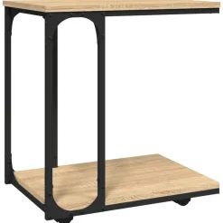 vidaXL sidebord med hjul 50x35x55,5 cm konstrueret træ sonoma-eg