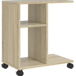 vidaXL sidebord med hjul 50x30x55 cm konstrueret træ sonoma-eg