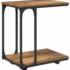 vidaXL Sidebord med hjul Gammelt træ 50 x 35 x 55.5 cm Konstrueret træ