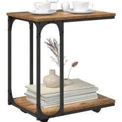 vidaXL Sidebord med hjul Gammelt træ 50 x 35 x 55.5 cm Konstrueret træ