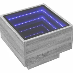 vidaXL sidebord med LED-lys 40x40x30 cm konstrueret træ grå sonoma-eg