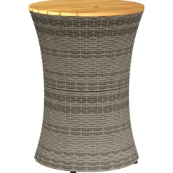 vidaXL sidebord trommeformet polyrattan og massivt træ grå