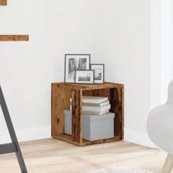 vidaXL sidebord 33x33x34 cm konstrueret træ antikt eg