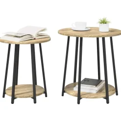 vidaXL Sidebordssæt med hylde 2 pcs Sonoma Eg og Sort
