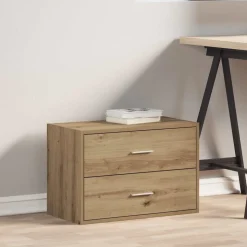 vidaXL skab med 2 skuffer 60x31x40 cm konstrueret træ egetræsfarvet