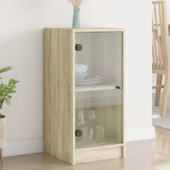 vidaXL skab med glaslåger 35x37x75,5 cm sonoma-eg
