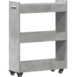 vidaXL skab med hjul 60x22x79 cm konstrueret træ betongrå