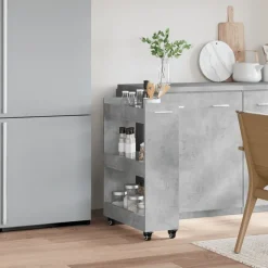 vidaXL skab med hjul 60x22x79 cm konstrueret træ betongrå