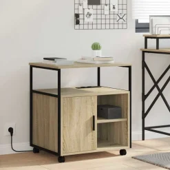 vidaXL Skab med Opladningsstation med hjul Sonoma eg 61 x 46 x 67 cm