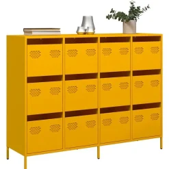 vidaXL skab 135x39x103,5 cm koldvalset stål sennepsgul