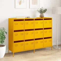 vidaXL skab 135x39x103,5 cm koldvalset stål sennepsgul