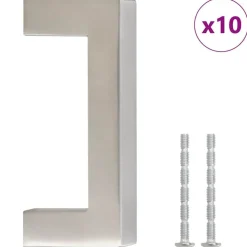 vidaXL skabshåndtag 10 stk. 64 mm rustfrit stål sølvfarvet