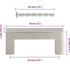 vidaXL skabshåndtag 10 stk. 64 mm rustfrit stål sølvfarvet