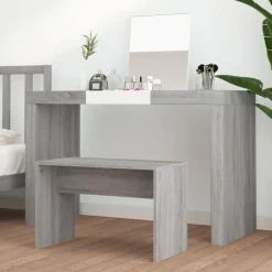 vidaXL skammel til makeupbord 70x35x45 cm konstrueret træ grå sonoma