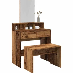 vidaXL skammel til makeupbord 70x35x45 cm konstrueret træ antikt træ