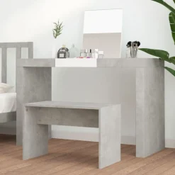 vidaXL skammel til makeupbord 70x35x45 cm konstrueret træ betongrå