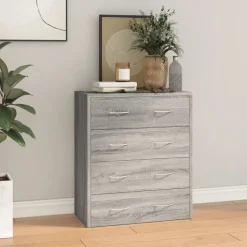 vidaXL skænk med 4 skuffer 60x30,5x71 cm grå sonoma-eg