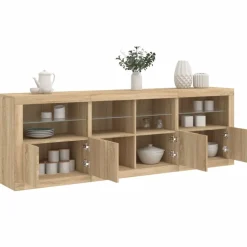 vidaXL skænk med LED-lys 202x37x67 cm sonoma-eg
