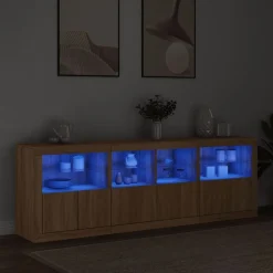 vidaXL skænk med LED-lys 202x37x67 cm sonoma-eg