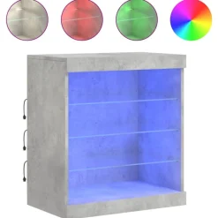 vidaXL skænk med LED-lys 60,5x37x67 cm betongrå