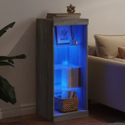 vidaXL skænk med LED-lys 41x37x100 cm grå sonoma-eg