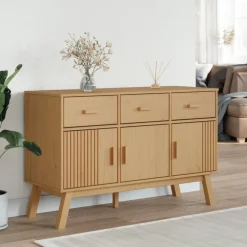 vidaXL skænk OLDEN 114x43x73,5 cm massivt fyrretræ brun