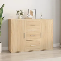 vidaXL skænk 91x29,5x65 cm konstrueret træ sonoma-eg