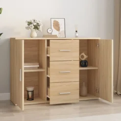 vidaXL skænk 91x29,5x65 cm konstrueret træ sonoma-eg
