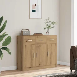 vidaXL skænk 91x28x75 cm konstrueret træ kunsteg