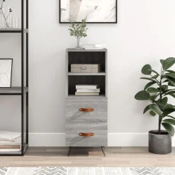 vidaXL skænk 34,5x34x90 cm konstrueret træ grå sonoma-eg