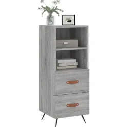vidaXL skænk 34,5x34x90 cm konstrueret træ grå sonoma-eg