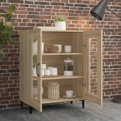 vidaXL skænk 69,5x34x90 cm konstrueret træ sonoma-eg