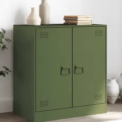 vidaXL skænk 67x39x73 cm stål olivengrøn