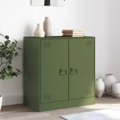 vidaXL skænk 67x39x73 cm stål olivengrøn