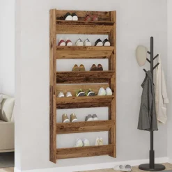 vidaXL Sko skab 2 pcs Gammelt træ 85 x 18 x 90 cm Konstrueret træ