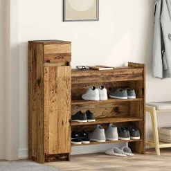 vidaXL Sko skab Gammelt træ 100,5 x 28 x 100 cm Konstrueret træ