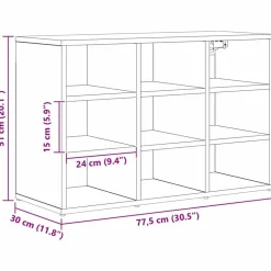 vidaXL Sko skab Gammelt træ 77,5 x 30 x 51 cm Konstrueret træ