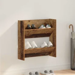vidaXL Sko skab med hylde Gammelt træ 60 x 18 x 60 cm Konstrueret træ