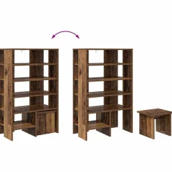 vidaXL Sko skab med hylde 2 pcs Gammelt træ Konstrueret træ