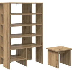 vidaXL Sko skab med hylde 2 pcs Artisan Egetræ Konstrueret træ