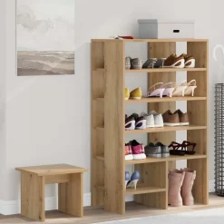 vidaXL Sko skab med hylde 2 pcs Artisan Egetræ Konstrueret træ