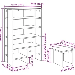 vidaXL Sko skab med hylde 2 pcs Artisan Egetræ Konstrueret træ