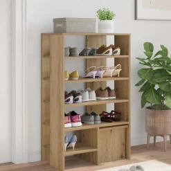 vidaXL Sko skab med hylde 2 pcs Artisan Egetræ Konstrueret træ