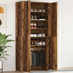 vidaXL Sko skab med hylde Gammelt træ 80 x 39 x 178 cm Konstrueret træ