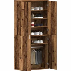 vidaXL Sko skab med hylde Gammelt træ 80 x 39 x 178 cm Konstrueret træ