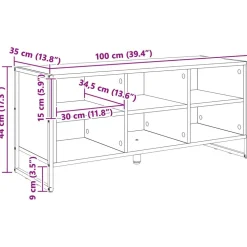 vidaXL Sko skab med opbevaring Sonoma 100 x 35 x 44 cm Konstrueret træ