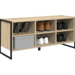 vidaXL Sko skab med opbevaring Sonoma 100 x 35 x 44 cm Konstrueret træ