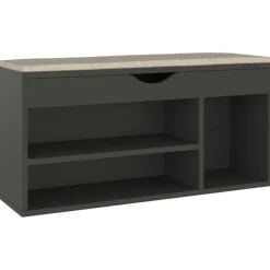 vidaXL skobænk med hynde 104x30x49 cm konstrueret træ grå